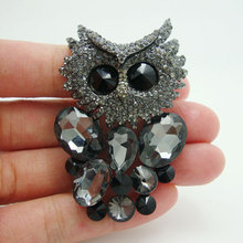 Unique Black Rhinestone Crystal Owl Animal Brooch Pin Lovely Animal Decorative Brooch 2024 - buy cheap