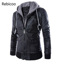 New brand men leather jacket mens hooded leather jacket with fur hood leather jacket zipper design Motorcycle Leisure coat 2024 - buy cheap