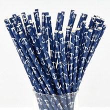 25 pcss Blue Anchor Paper Straws for Baby Shower Wedding Party Kids Birthday Party Decoration Supplies Paper Drinking Straws 2024 - buy cheap