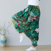 Calça solta florida florida, calça de virilha alta, para viagem, peça baixa, estilo indiano 2024 - compre barato