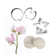 5pcs Sweet Pea Blossom Impression Flower Mold & Cutter Se  Silicone Mold Cake Decorating Fondant  Sugarcraft Cake Mold 2024 - buy cheap