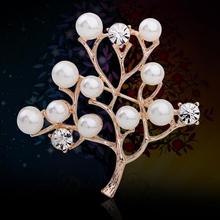 High Quality 2016 Fashion Nice Gloden Tree Rhinestone Pearl Brooch Pin Brooch, Brooches for Women Broach Accessory Free Shipping 2024 - buy cheap