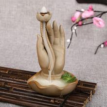 Ceramic Smoke Lotus Incense Stick Holder Buddha's Hand Waterfall Incense Burner Aromatic Quemador De Incienso Home Decro Censer 2024 - buy cheap