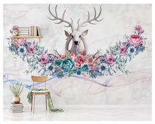 beibehang Nordic classic beautiful silk slip papel de parede wallpaper hand-painted flowers three-dimensional elk TV background 2024 - buy cheap