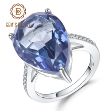 Женское кольцо для коктейлей GEM'S BALLET, серебряное кольцо с голубым мистический кварцевый камень, 10.68Ct, натуральный иолит, ювелирные украшения 2022 - купить недорого