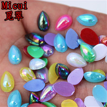 Micui 200PCS 6*10mm Drop Pear shaped Acrylic Rhinestones Flatback  For Clothes Dress Decorations Jewelry Accessories ZZ586 2024 - buy cheap