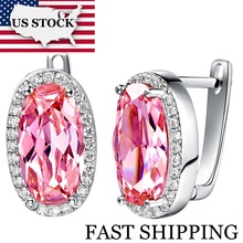 USA STOCK Uloveido Costume Jewelry Earrings for Women Pink Rhinestone Cubic Zirconia Big Oval Earring Women's Ears Gift R141 2024 - buy cheap