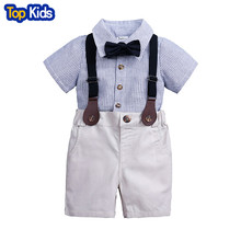 Summer Toddler Baby Boys Clothing Sets Short Sleeve Bow Tie Shirt+Suspenders Shorts Pants Formal Gentleman Suits MBC0589 2024 - buy cheap