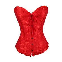 Red  Sexy Lace & Bows Satin Embroidered Lace Women's Corset Bustier plus size S-2XL 2024 - buy cheap