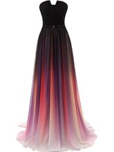Vestidos De Novia 2019 Strapless Pleats Fading Color Long Evening Dress Bride Banquet Prom Party Dresses robe de soriee Customed 2024 - buy cheap