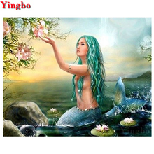 5D Diy Mermaid Diamond Painting Lotus pond landscape Diamond embroidery Full square round Drill Cross Stitch Mosaic kit 2024 - buy cheap