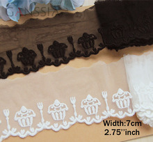 1 yarda de ancho: 7cm, encantador diseño de cupcakes, encaje bordado, encaje de malla bordado para ropa, encaje de sincronización (ss-426) 2024 - compra barato