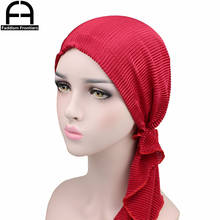 Fashion Women Silky Turban Wrinkle Headwear for Chemo Muslim Turban Hat Headband Hair Accessories Head Cover Hijab Turbante Hat 2024 - buy cheap