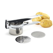 Machacador de patatas grande de acero inoxidable, 2 discos intercambiables, machacador de patatas 2024 - compra barato