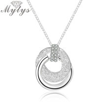 Mytys романтическое ожерелье из серебра 925 пробы с плетеной сеткой, кулон с двойным поперечным кольцом, ожерелье для женщин CN385 2024 - купить недорого
