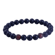 Pulsera de cuentas de circonia cúbica para hombre, pulsera de cuentas negras de piedra exfoliante, regalo de San Valentín, venta al por mayor 2024 - compra barato