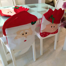 2pc Lovely Mr & Mrs Christmas Dining Room Seat Cover Santa Claus Chair Cover Xmas Home Party Decoration Seat Back Cover 2024 - buy cheap