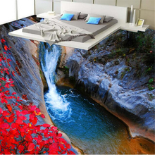 Фотообои Beibehang на заказ, гора, поток, красные листья, ванная комната, спальня, 3d Рисование пола, фрески 2024 - купить недорого
