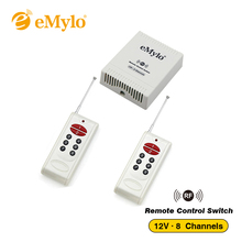 eMylo DC 12V Learning Smart Switch, Wireless RF Remote Control Light Led Switch 433Mhz White Transmitter 8-Channels Relay Toggle 2024 - buy cheap