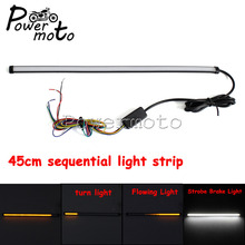 White Red w/Amber Motorcycle 45cm LED Brake Light Sequential Turn Signal Light Strips Flowing Flexible Tube Universal 2024 - buy cheap