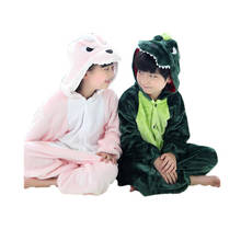 Милая Детская Пижама-комбинезон с рисунком динозавра, плотная одежда для сна для детей от 3 до 10 лет, Пижама для мальчиков и девочек Ночная одежда 2024 - купить недорого