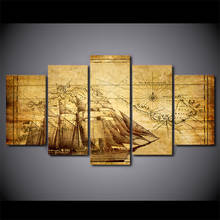 5 Panel Old Navigatio Map Ship Canvas HD Printed Poster Frame Painting Modular Living Room Wall Art Posters Decorativos 2024 - buy cheap