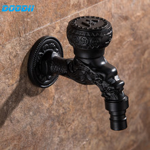 Carved Wall Mount Brass Black Painting Bibcock,Decorative Outdoor Garden Faucet Washing Machine Faucet Small Tap Doodii 2024 - buy cheap