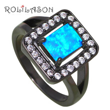 Stylish Square Shape Silver Stamped Blue Fire Opal AAA Zirconia Rings USA size #6#7#8#9 Party Fashion Jewelry OR775 2024 - buy cheap
