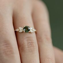 Anillos de oro con hoja de piedra verde para mujer, joyería bonita de compromiso de boda, joyería de moda 2019 2024 - compra barato