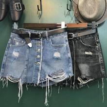 denim shorts skirt summer 2022 new single-breasted washed high waist a-line jeans mini skirt 2024 - buy cheap