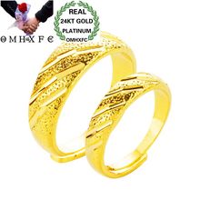 OMHXFC-anillo de oro auténtico RI149 para mujer, anillo de oro auténtico de 24KT ajustable, líneas sencillas, regalo de cumpleaños y boda, moda europea, venta al por mayor 2024 - compra barato