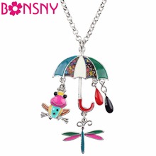 Bonsny corrente destaque guarda-chuva feminina, colar pingente gotas de chuva sapo joia estilosa para presente 2024 - compre barato