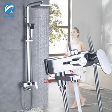 Chrome Shower Faucets System 8'' rainfall shower set mixer tap Wall Torneira Tap Shower Head  Bathroom Mixer Shower Bathtub Taps 2024 - buy cheap