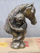 12.5" Beautiful Pure Bronze ART sculpture Horse riders caress the horse head St Garden Decoration 100% real Brass Bronze 2024 - buy cheap