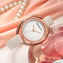 Женские наручные часы REBIRTH, кварцевые часы с кожаным ремешком, роскошные часы-браслет розового золота, женские часы montre femme RE028 2024 - купить недорого
