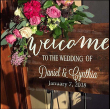 Rustic Wood Wedding Welcome Sign Stickers Country Wedding Decor New Arrival Custom Name Date Wall Window Decal Waterproof S428 2024 - buy cheap