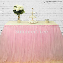 Falda de tul de 100cm x 80cm para mesa, falda de tutú de boda, cumpleaños, Baby Shower, decoración de fiesta, color rosa 2024 - compra barato