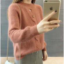 Knitted pullover famale Autumn sweater short  Jacquard large sizes Women turtleneck long sleeve stretch Stylish clothes K4361 2024 - buy cheap