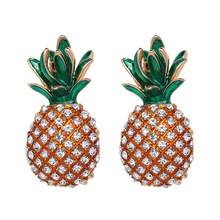 Qiaose Rhinestone Friut Pineapple Stud Earrings for Women Fashion Jewelry Boho Maxi Collection Earrings Accessories Wholesale 2024 - buy cheap