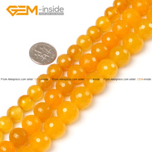 Natural Round Faceted Yellow Agates Beads For Jewelry Making 8-14mm 15inches DIY Jewellery Necklace FreeShipping Wholesale Gem 2024 - buy cheap