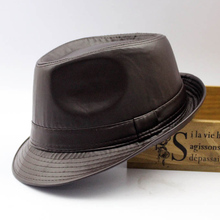 Men fedora Trilby hat Black Leather Fedora Hat for Women  chapeau homme vintage jazz hats for men  fedora 2024 - buy cheap