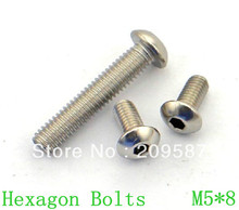 Parafusos hexagonal de aço inoxidável, parafusos internos de rosca métrica m5 * 8mm com 100 peças 2024 - compre barato