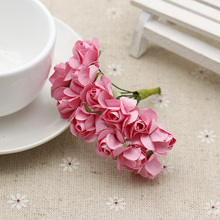 Mini ramo de flores de rosas de papel para álbum de recortes Diy decoración de flores artificiales decoración floral para bodas aniversario 2024 - compra barato