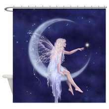 Cortina de ducha de tela decorativa, cortina de ducha de nacimiento de una estrella, Luna y Hada 2024 - compra barato