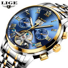 LIGE Mens Watches Top Brand Luxury Business Schoolboy Automatic Mechanical Watch Sports Waterproof Men Watch Military Male Clock 2024 - buy cheap