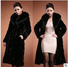 S/9XL  Women's Winter Autumn X-Long Mink Fur Jacket Female Faux Fur  Collar Fur Coat Large Size Man-Made Fur Overcoat  K82 2024 - buy cheap