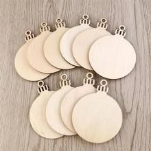 10pcs Round Shape Natural Wooden Ornament Hanging Christmas Tree DIY Wood Crafts With Hole Home Decorations Gift Tag A3 2024 - compre barato