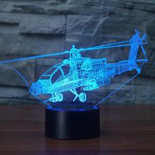 Luminária 3d para helicóptero com carregamento por toque, lâmpada led, controle remoto, luz noturna decorativa gradual 2024 - compre barato