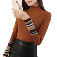 Pulôver feminino tricô roupa outono inverno gola alta listrada suéter curto com elasticidade 2024 - compre barato