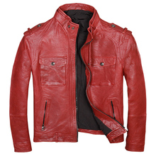Genuine Leather Jacket Men 100% Real Sheepskin Motorcycle Leather Jackets Coats Casual Male Red Black Autumn Winter jaqueta 2024 - buy cheap